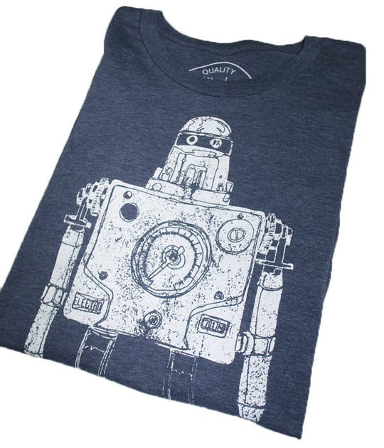 Mr. Roboto Heather Navy T-Shirt – Retro-Inspired Graphic Tee