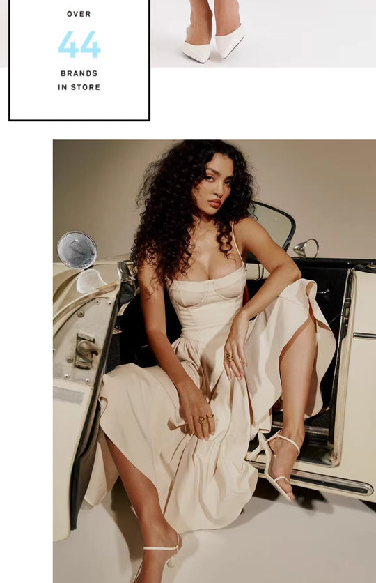 Super Fairy House Retro Waist Trimming Spaghetti Straps Large Skirt