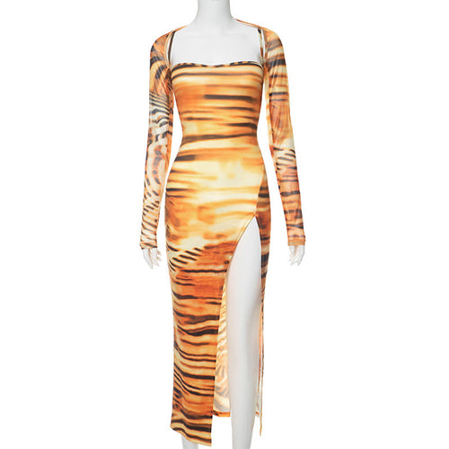 Women Clothing Fall Sexy Halter Bandeau Slim Fit Long Sleeve Split.