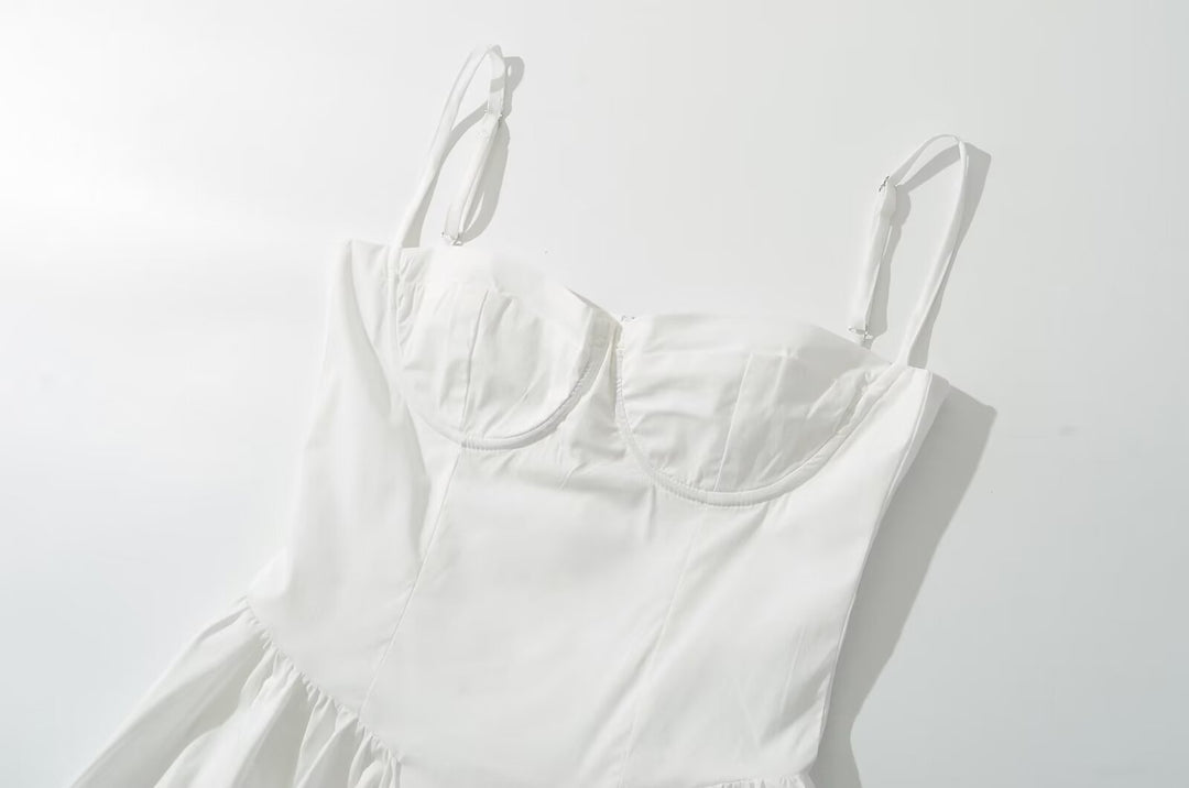 Super Fairy House Retro Waist Trimming Spaghetti Straps Large Skirt