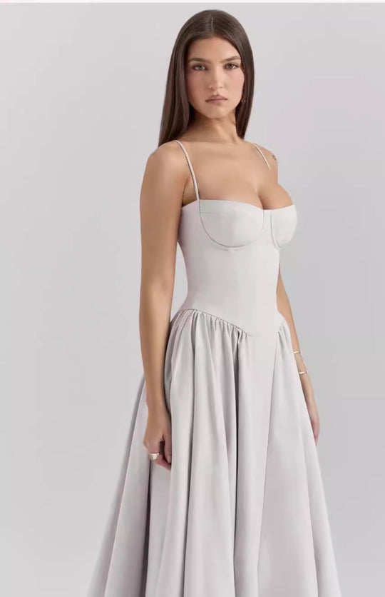 Super Fairy House Retro Waist Trimming Spaghetti Straps Large Skirt