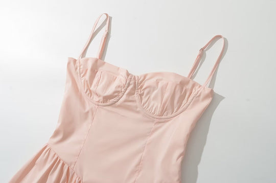 Super Fairy House Retro Waist Trimming Spaghetti Straps Large Skirt