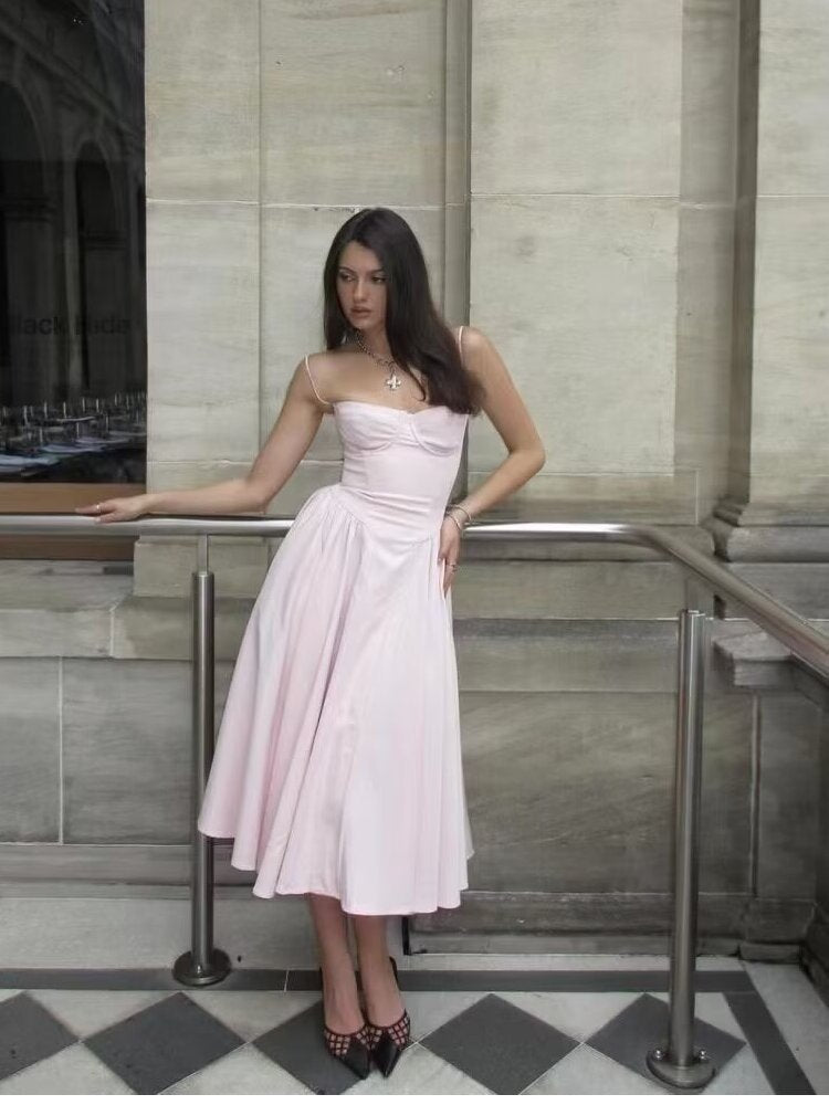 Super Fairy House Retro Waist Trimming Spaghetti Straps Large Skirt