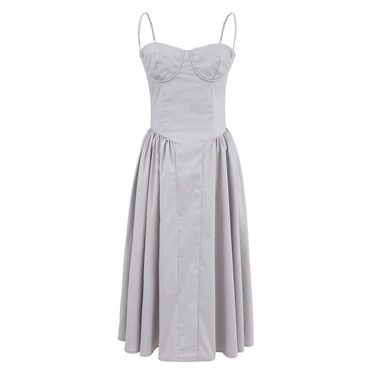 Super Fairy House Retro Waist Trimming Spaghetti Straps Large Skirt