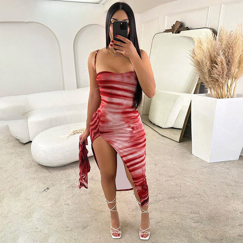 Women Clothing Fall Sexy Halter Bandeau Slim Fit Long Sleeve Split.