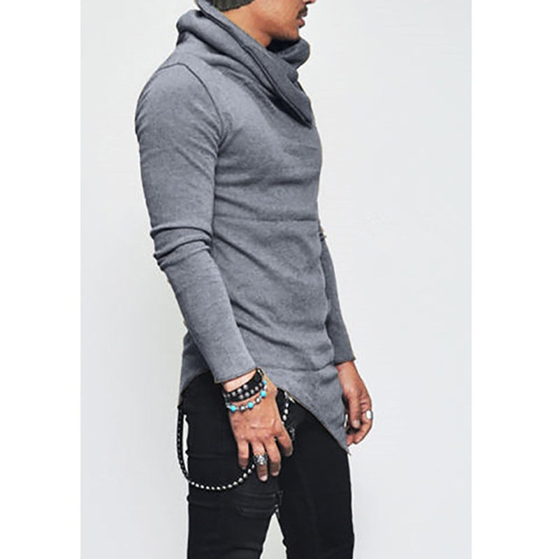 Plus Size 5xl Men's Hoodies Unbalance Hem Pocket Long Sleeve