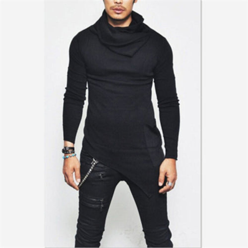 Plus Size 5xl Men's Hoodies Unbalance Hem Pocket Long Sleeve