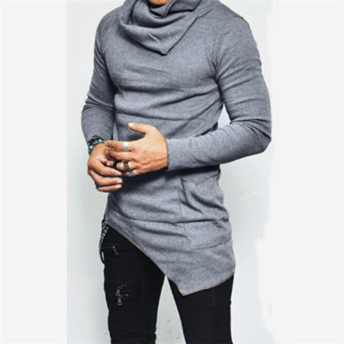 Plus Size 5xl Men's Hoodies Unbalance Hem Pocket Long Sleeve