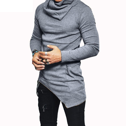 Plus Size 5xl Men's Hoodies Unbalance Hem Pocket Long Sleeve