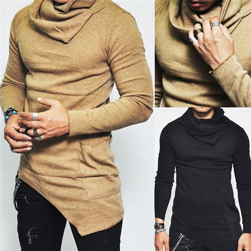 Plus Size 5xl Men's Hoodies Unbalance Hem Pocket Long Sleeve
