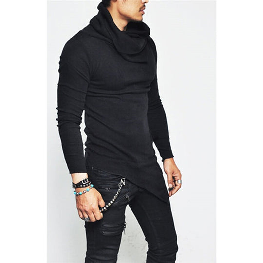 Plus Size 5xl Men's Hoodies Unbalance Hem Pocket Long Sleeve