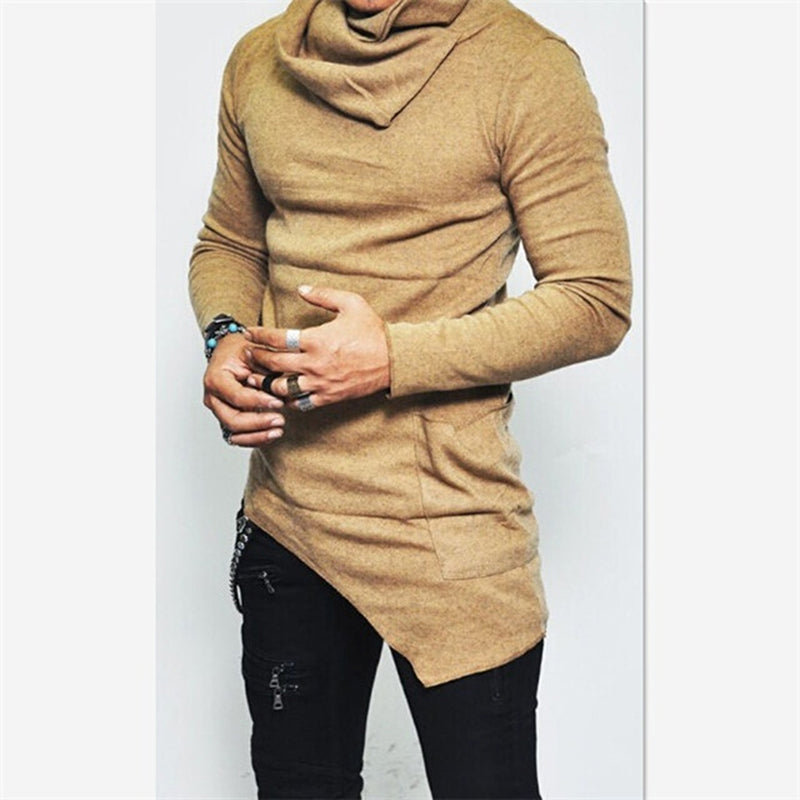 Plus Size 5xl Men's Hoodies Unbalance Hem Pocket Long Sleeve
