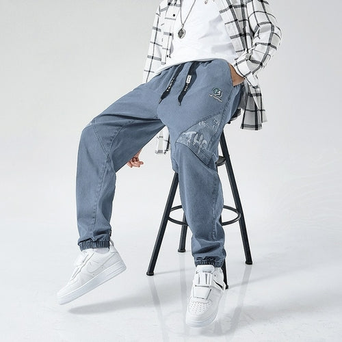 Plus Size Jeans Men Loose Joggers Streetwear Harem Jeans Cargo Pants