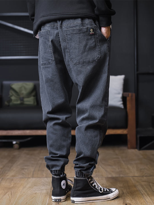 Plus Size Jeans Men Loose Joggers Streetwear Harem Jeans Cargo Pants