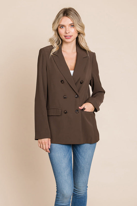 Double Breasted Lapel Collar Jacket Blazer – Timeless & Chic Women's Outerwear