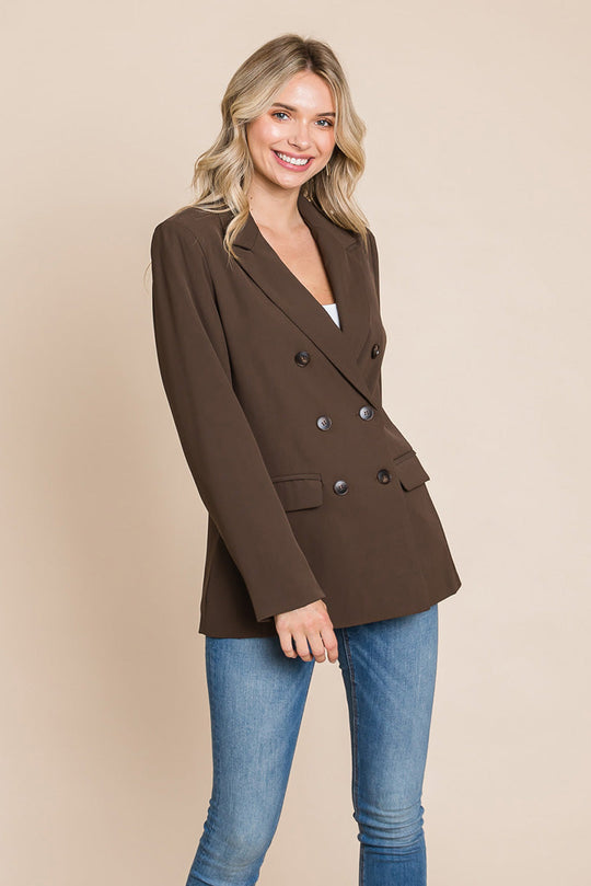 Double Breasted Lapel Collar Jacket Blazer – Timeless & Chic Women's Outerwear