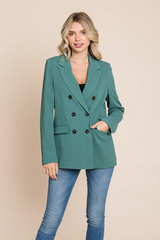 Double Breasted Lapel Collar Jacket Blazer – Timeless & Chic Women's Outerwear