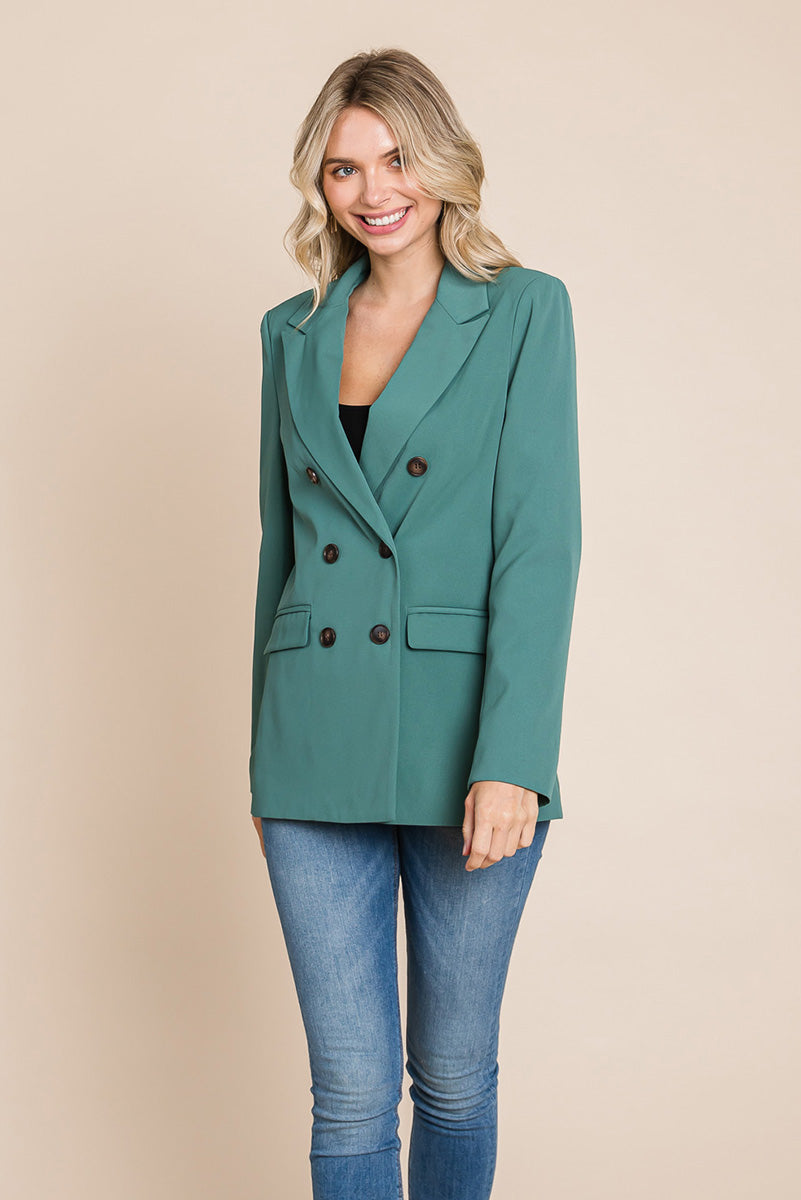 Double Breasted Lapel Collar Jacket Blazer – Timeless & Chic Women's Outerwear