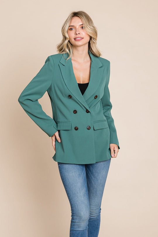 Double Breasted Lapel Collar Jacket Blazer – Timeless & Chic Women's Outerwear