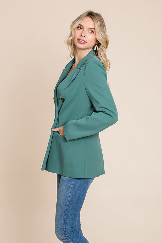 Double Breasted Lapel Collar Jacket Blazer – Timeless & Chic Women's Outerwear