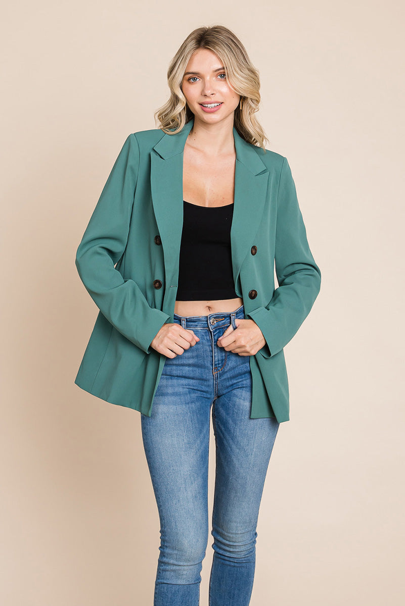 Double Breasted Lapel Collar Jacket Blazer – Timeless & Chic Women's Outerwear