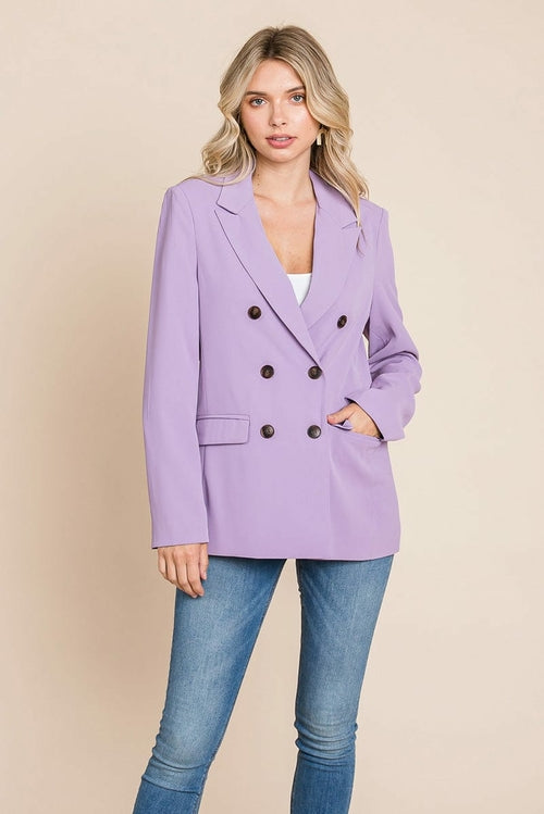 Double Breasted Lapel Collar Jacket Blazer – Timeless & Chic Women's Outerwear