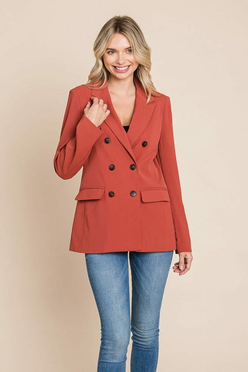 Double Breasted Lapel Collar Jacket Blazer – Timeless & Chic Women's Outerwear