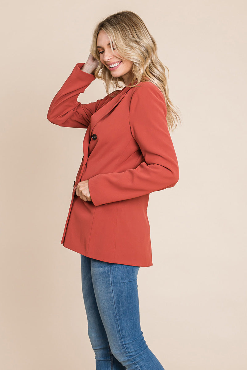 Double Breasted Lapel Collar Jacket Blazer – Timeless & Chic Women's Outerwear