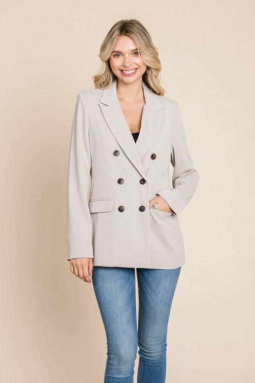 Double Breasted Lapel Collar Jacket Blazer – Timeless & Chic Women's Outerwear