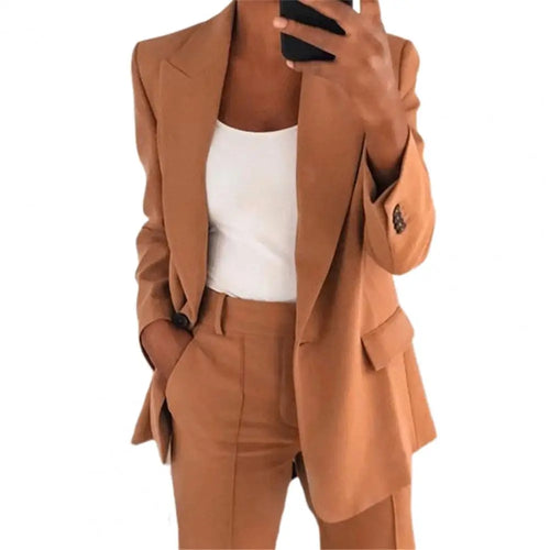 Turndown Collar Women Blazer Long Sleeve Buttons Blazer for Dating