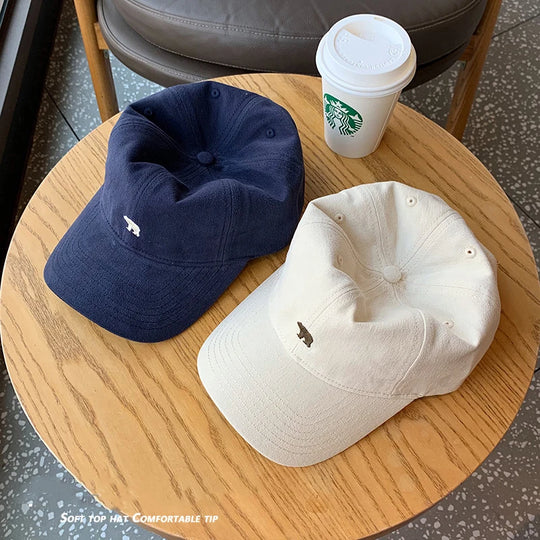 Stylish Bear Embroidered Baseball Cap Sun Protective Breathable