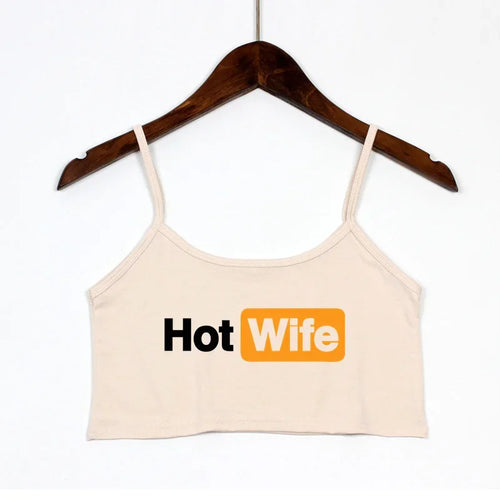 Fashion Women's Sexy Elastic Cotton Camis HOT WIFE Letters Print