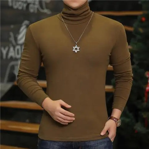 Fashion Men's Turtleneck T-Shirts Casual Autumn Winter High Collar New