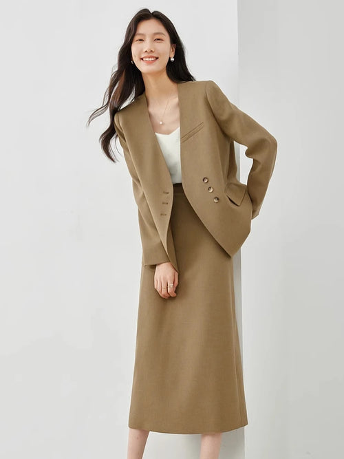 Vimly 2024 Spring Outfits Blazer Skirt 2 Pieces Sets for Women Elegant
