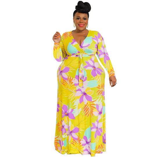 XL-5XL Plus Size Clothes Dresses Women Robes Summer Spring Long Sleeve Street Style Casual 3XL 4XL Big Size Maxi Dress Oversize