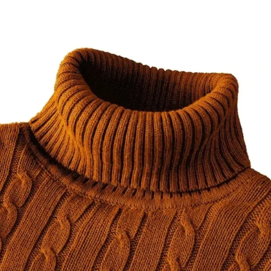 Men's High Neck Sweater Solid Color Pullover Knitted Warm Casual