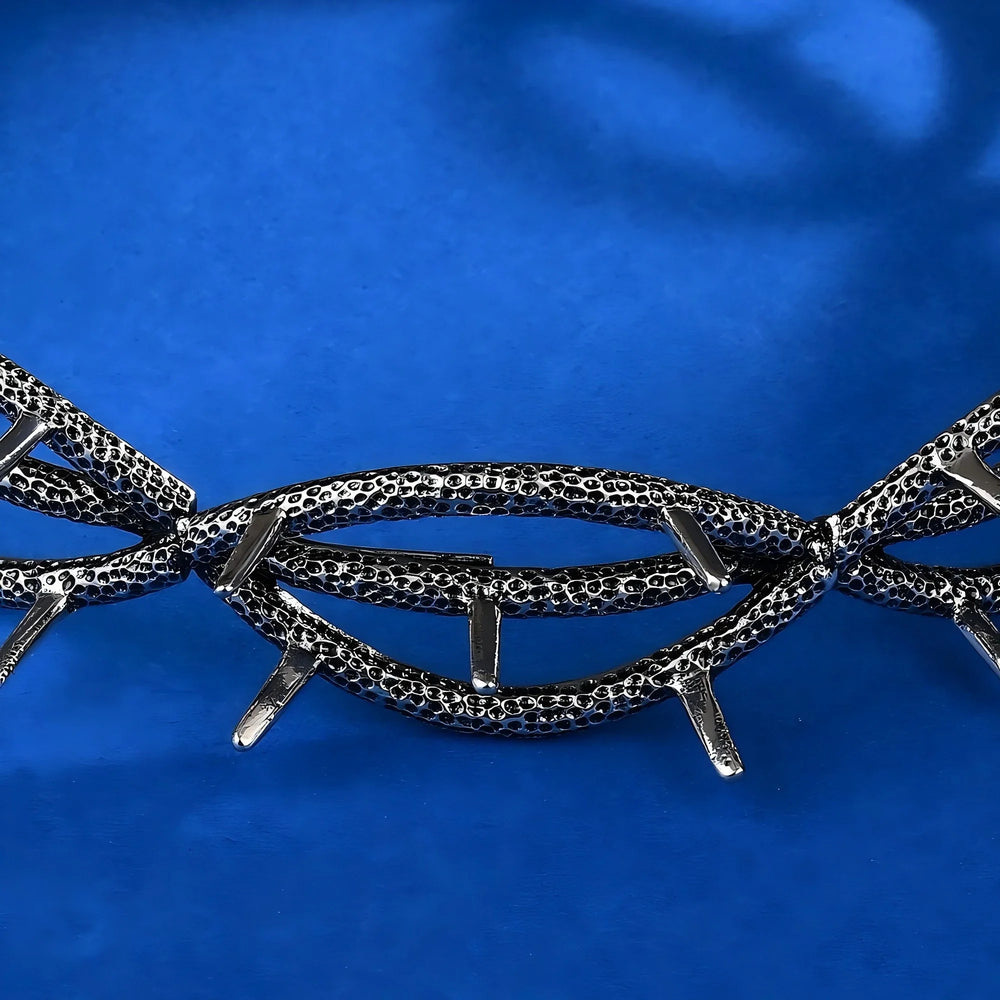 Kendrick Lamar Men's Thorn King Alloy Headband with Retro Style Round Crown Bracelet