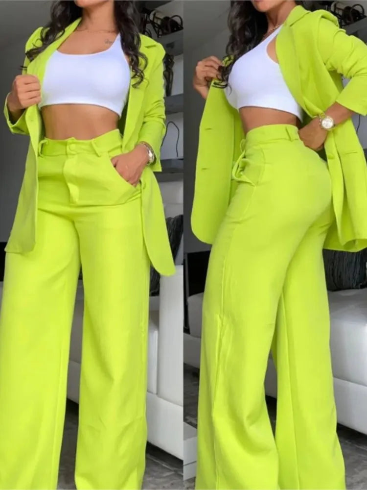 Woman Elegant Blazer Sets New Autumn Fashion Women's Notched Collar