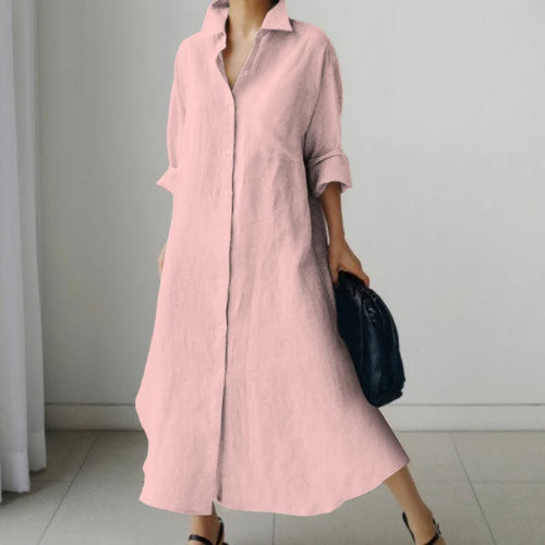 Solid Color Office V Neck Black Dress Long Sleeve High Temperament