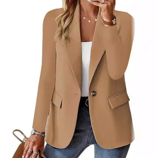 Women's Blazer Suit Long Sleeved Solid Color Notched Collar Suit