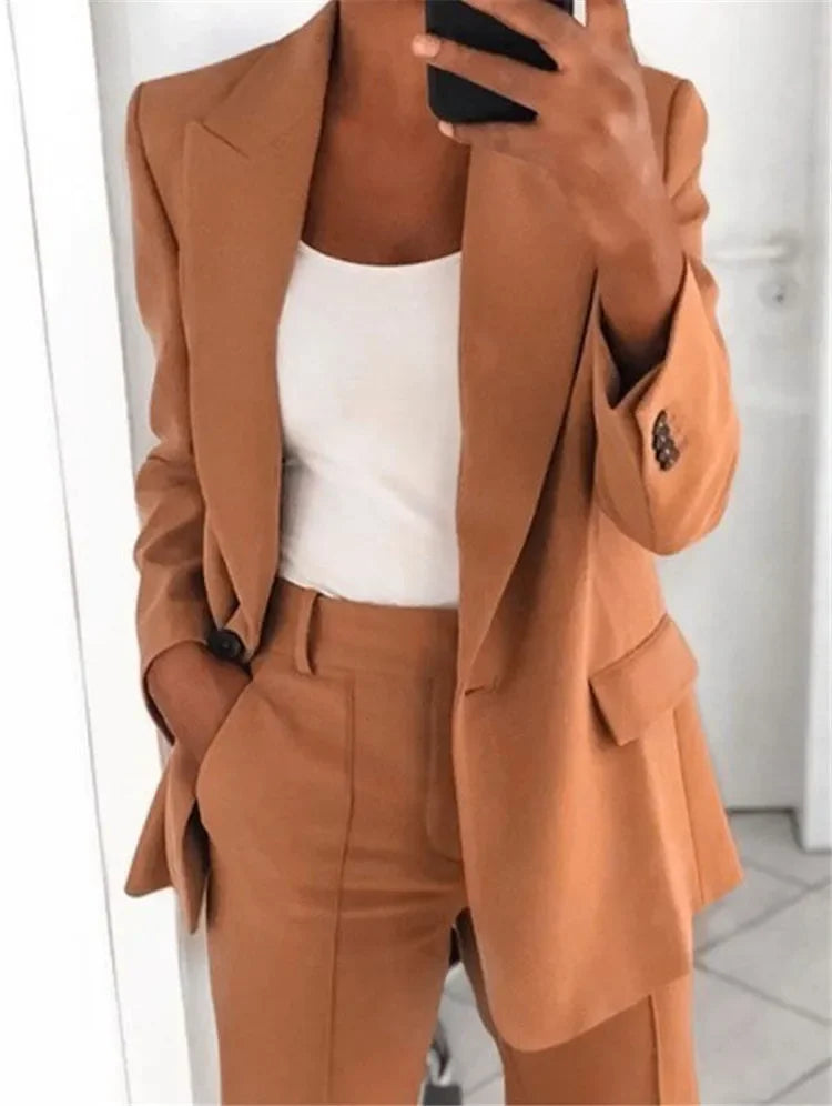 2024 S-5XL Women's Blazer Casual Long-sleeved Top Solid Color Suit