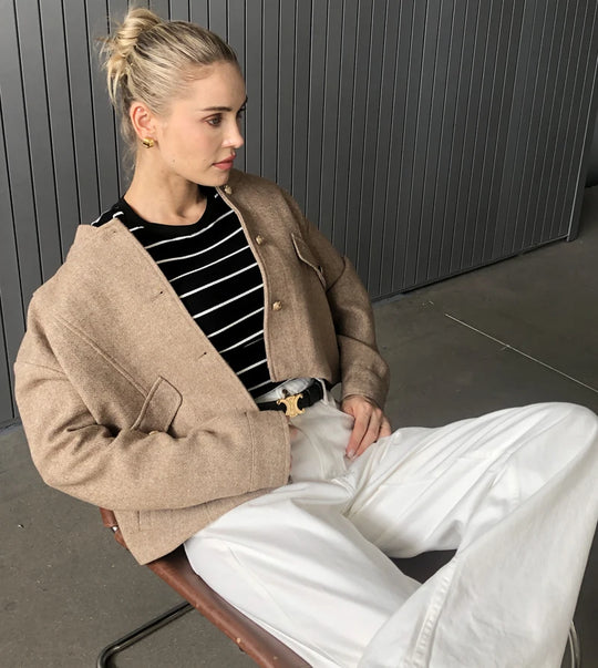2024 Fall / Autumn New Women Fashion Basic Wool Cropped Jacket Short