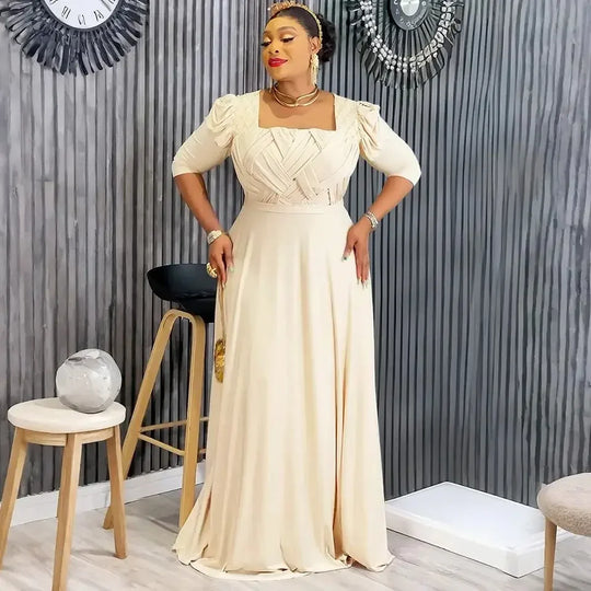 Curvy Elegant African Maxi Dress Half Sleeve Wedding Evening Gown for Women 2026 New Fashion Turkey Muslim Party Dress