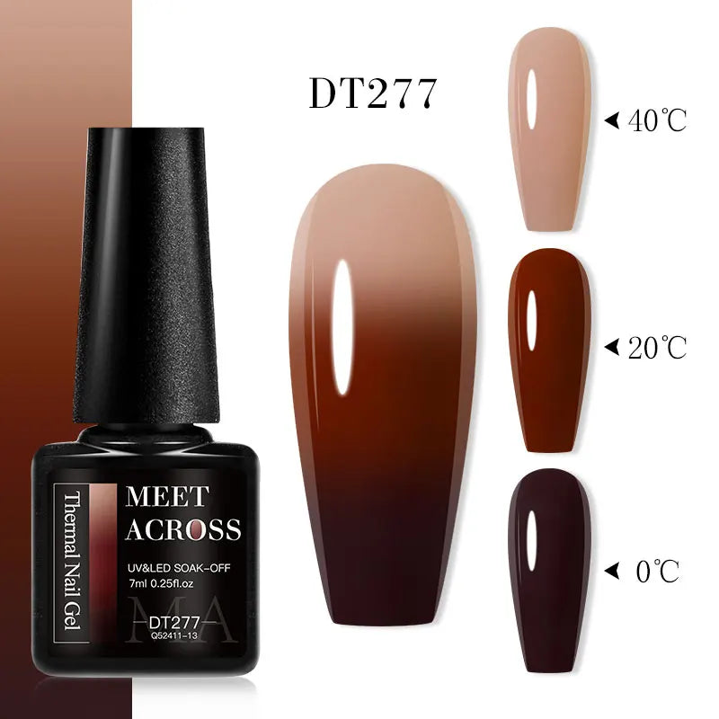 MEET ACROSS 7ml Thermal Gel Nail Polish Manicure 3 Layers Temperature Changing UV Gel Semi Permanent Soak Off Varnish Nail Art