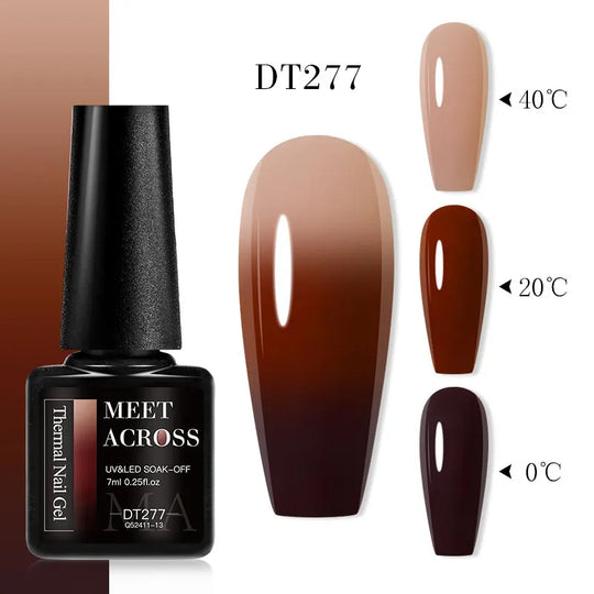 MEET ACROSS 7ml Thermal Gel Nail Polish Manicure 3 Layers Temperature Changing UV Gel Semi Permanent Soak Off Varnish Nail Art