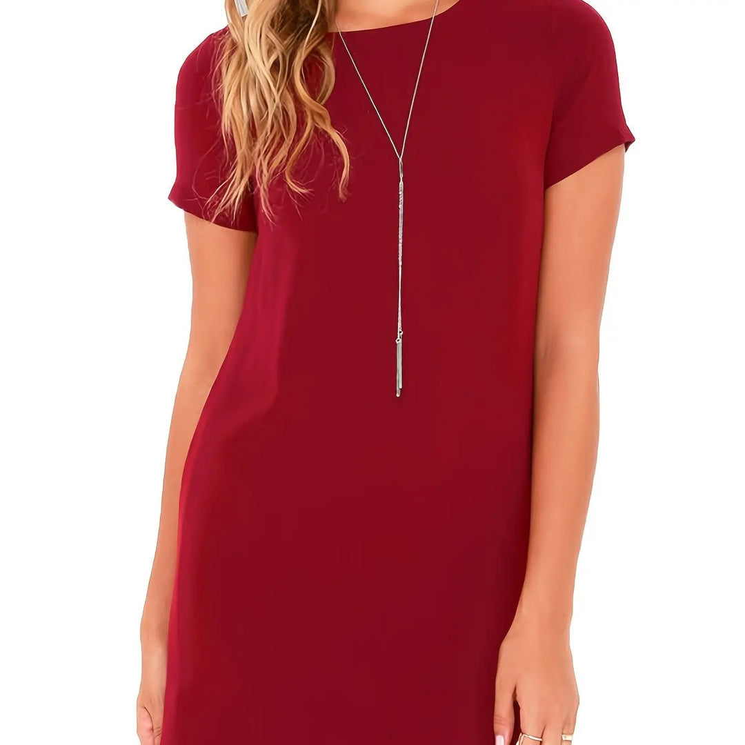 Women's Summer Casual Swing Short Sleeve T-Shirt Dresses Beach Cover Up With Pockets Plus Size Loose T Shirt Dress