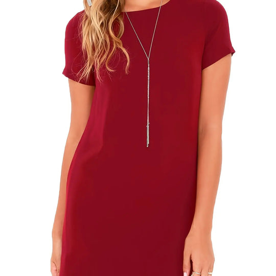 Women's Summer Casual Swing Short Sleeve T-Shirt Dresses Beach Cover Up With Pockets Plus Size Loose T Shirt Dress
