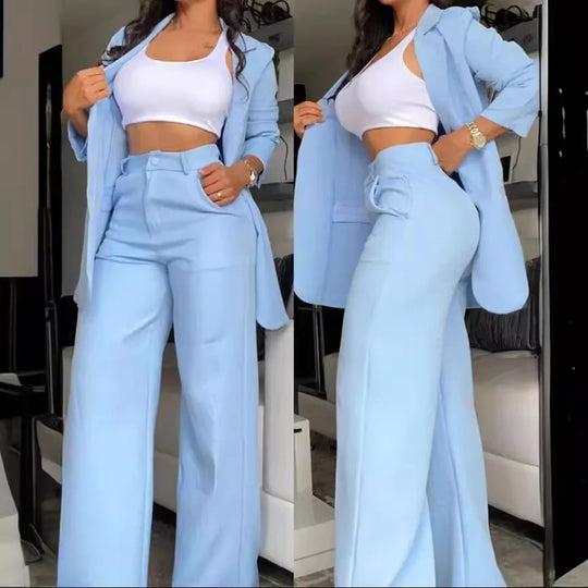 Woman Elegant Blazer Sets New Autumn Fashion Women's Notched Collar