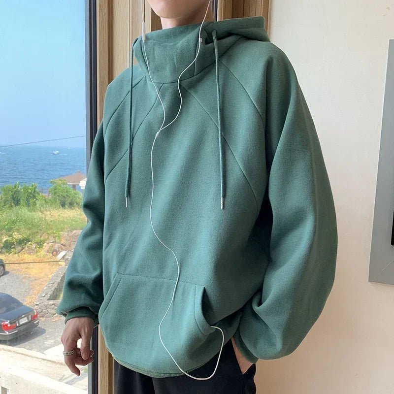 Autumn Turtleneck Fleece Hoodies For Men New High Street Oversize