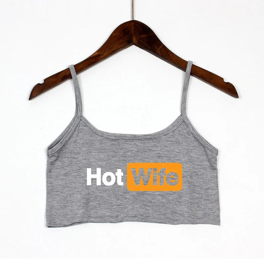 Fashion Women's Sexy Elastic Cotton Camis HOT WIFE Letters Print